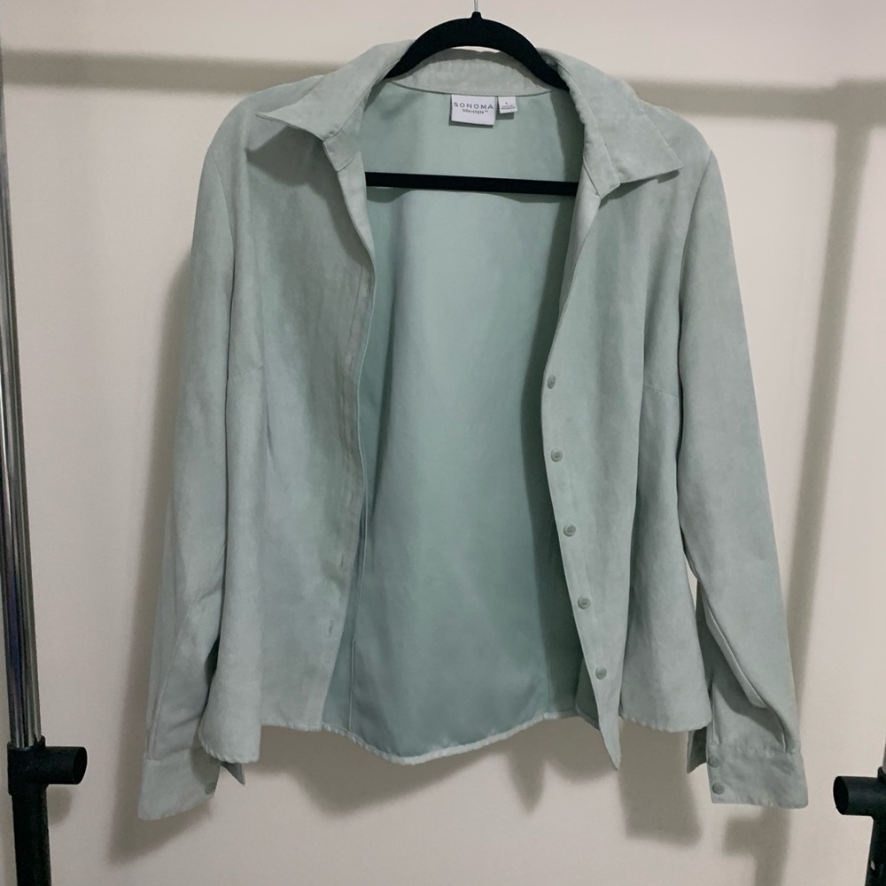 Chico's Light Green Button-Up Shirt